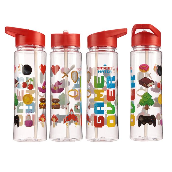 Game Over Duurzame 550ml Waterfles Flip Straw 
