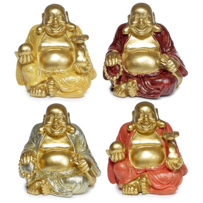 Mini Glitter Chinese Lachende Boeddha 8cm
