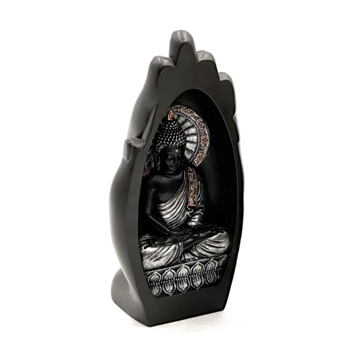 Zilverkleurige & Zwart Hand-vormige Boeddha
