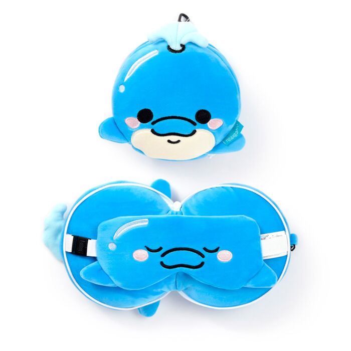 Relaxeazzz Adoramals Blu de Dolfijn Rond Reiskussen & Slaapmasker