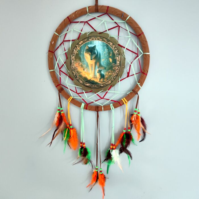 Feeën Droom Wolf & Welp Dromenvanger 33cm