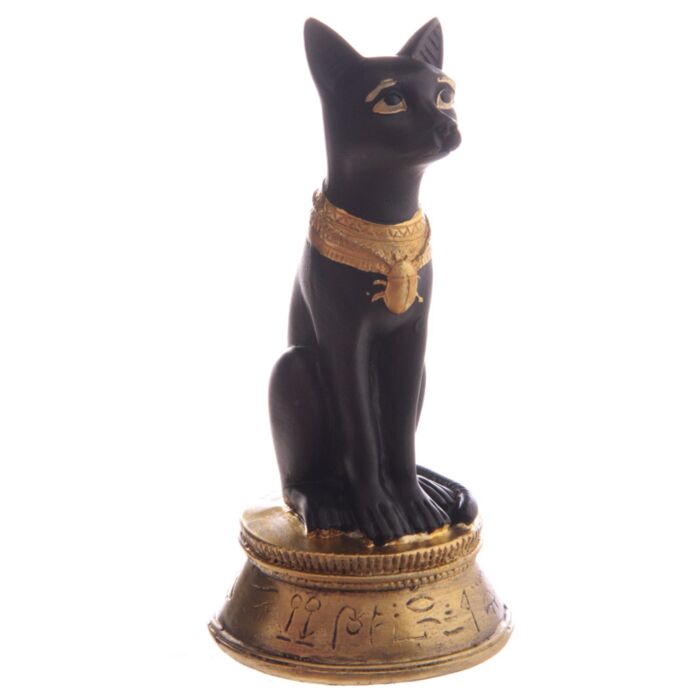 Egypte - Zwart & Goud Bast draagt een Scarabee Ketting