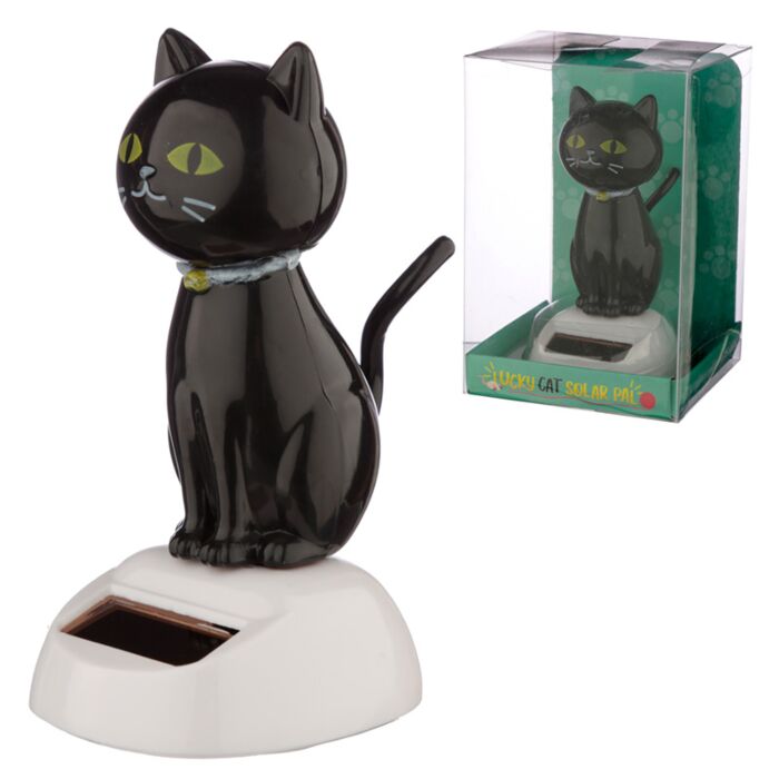 Geluk Zwarte Kat Zonnecel Solar Pal Figuur