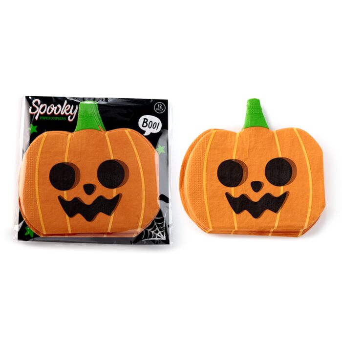 Halloween Pompoen Pak van 12 3-laags papieren feestservetten