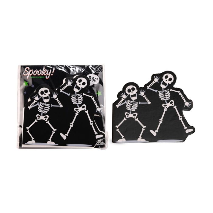 Halloween Geraamte Pak van 12 3-laags papieren feestservetten