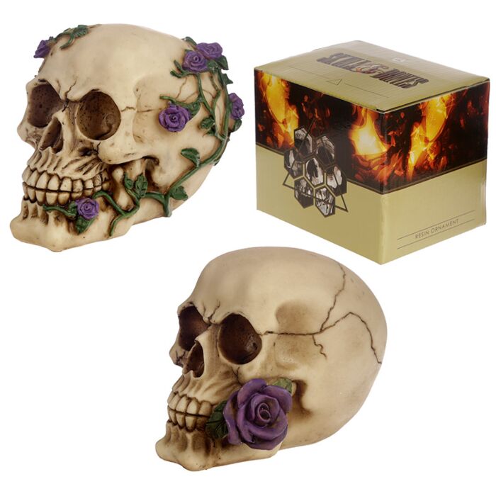 Schedel  Beenderen met Paarse Rozen Woonaccessoire