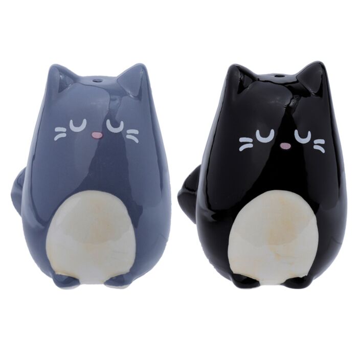 Feline Fine Kat Peper- en Zoutstel Zwart Grijs