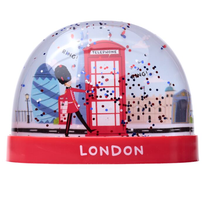 Londen Souvenir Rode Telefooncel & Koninklijke Wachter Sneeuwbol L
