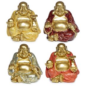 Mini Glitter Chinese Lachende Boeddha 8cm