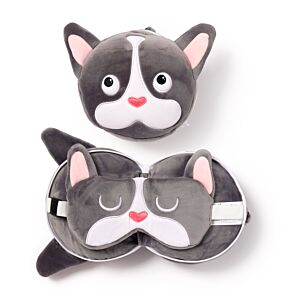 Relaxeazzz Franse Bulldog Rond Reiskussen & Slaapmasker
