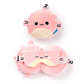 Relaxeazzz Adoramals Puff de Kogelvis Rond Reiskussen & Slaapmasker