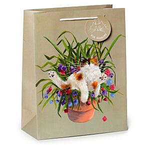 Kim Haskins Kat in Plantenpot Groen - Cadeautasje Large