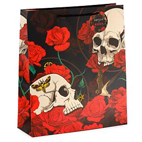 Schedel en Rozen Rode Rozen- Cadeautasje XL