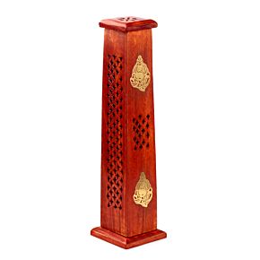 Mango Hout Wierookhouder Toren Chinese Boeddha