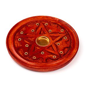 Mango Hout Ronde Wierookhouder Uitgesneden Ster