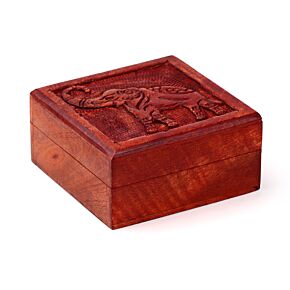 Mango Hout Gesneden Olifant Opbergdoosje