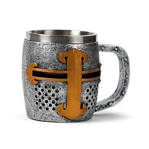 Decoratieve Middeleeuwse Ridder Zilver- en Goudkleur Helm Bierpul