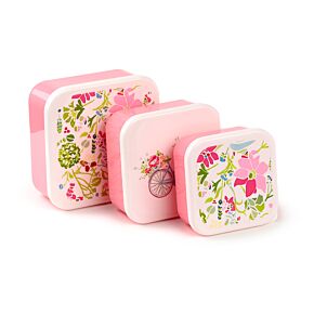 Set 3 Lunch Box M/L/XL - Julie Dodsworth Roze Botanisch