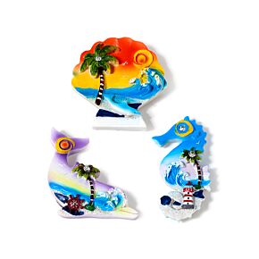 Zee & Strand Souvenir Magneet Zeepaard Schelpen & Dolfijn