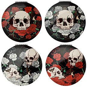 Schedel en Rozen Compact Make Up Spiegeltje