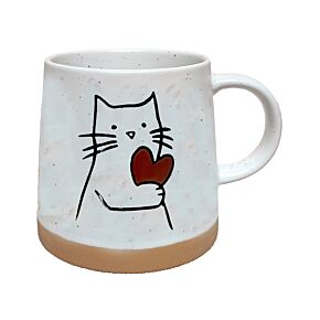 Kat met Hart Stoneware Mok