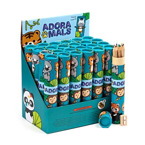 Adoramals Wild Large Draaidop Tekenkoker 12 kleurpotloden & Slijper