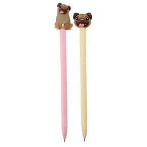 Mopps Mopshond Fijnschrijver Pen - Zwart