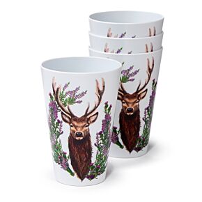 Wild Hert  Set van 4 Duurzame RPET Picknick Bekers 450ml