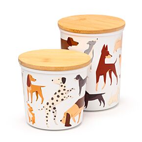 Barks Hond Set van 2 RPET en Bamboe Voorraadpotten S/M