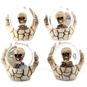 Schedel Sneeuwbol in Skelet Hand