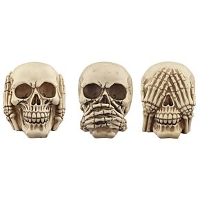 Set van 3 schedels Horen Zien Zwijgen Woonaccessoire