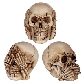 Set van 3 Horen Zien Zwijgen Schedels Small Woonaccessoire