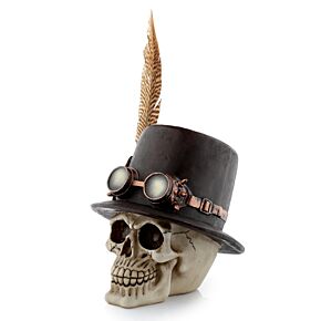 Steam Punk Stijl Schedel met Hoge Hoed & Veren Woonaccessoire