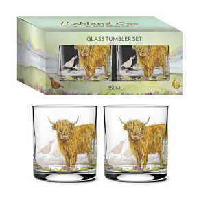 Jan Pashley Highland Koe Set 2 glazen Drinkglazen 350ml