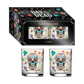 Dia de Los Muertos Set 2 glazen Drinkglazen 350ml