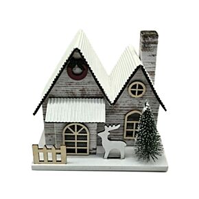 Zilverberk Dubbel Front Kerstmis Huis LED Decoratie