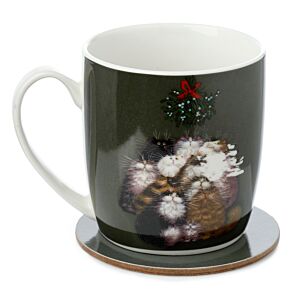 Kim Haskins 12 katten voor Kerstmis Porselein Mok & Onderzetter