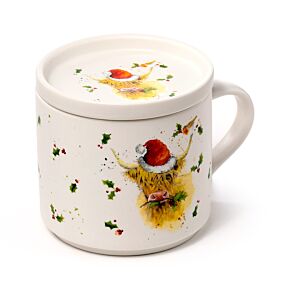 Kerstmis Jan Pashley Highland Koe Porselein Mok & Onderzetter Set
