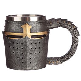 Middeleeuwse Ridderhelm & Malienkolder Decoratieve Bierpul