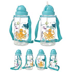 Zeedieren Duurzame BPA-vrij 450ml  Kinder Waterfles Rietje 