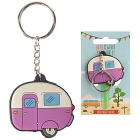 Home is Where You Park It Caravan PVC Sleutellabel Sleutelhanger