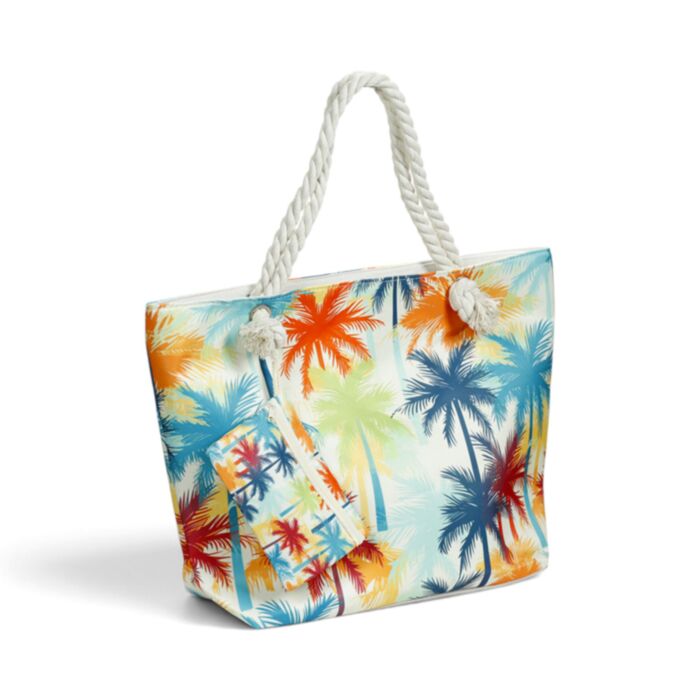 Meerkleurige Palmbomen Strandtas & Etui Set 