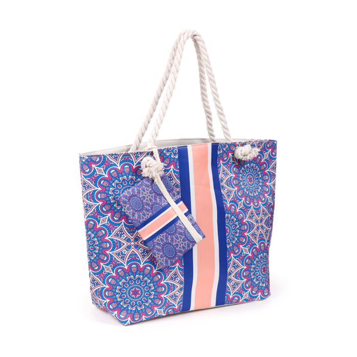 Blauwe Mandala Strandtas & Etui Set