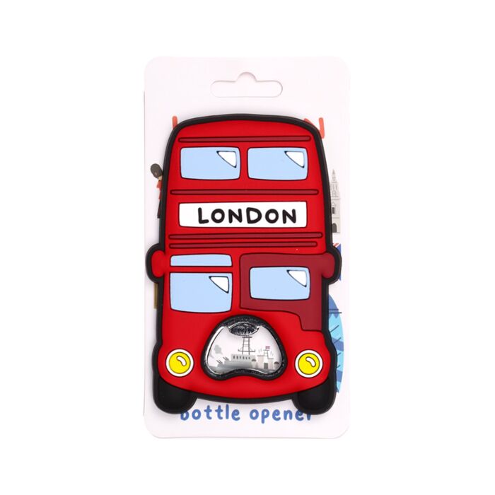 Londen Souvenir Rode Dubbeldekker PVC Flessenopener