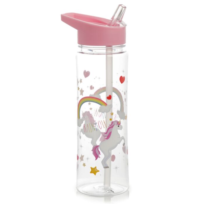 Regenboog Eenhoorn Tritan Flip Straw Waterfles 550ml