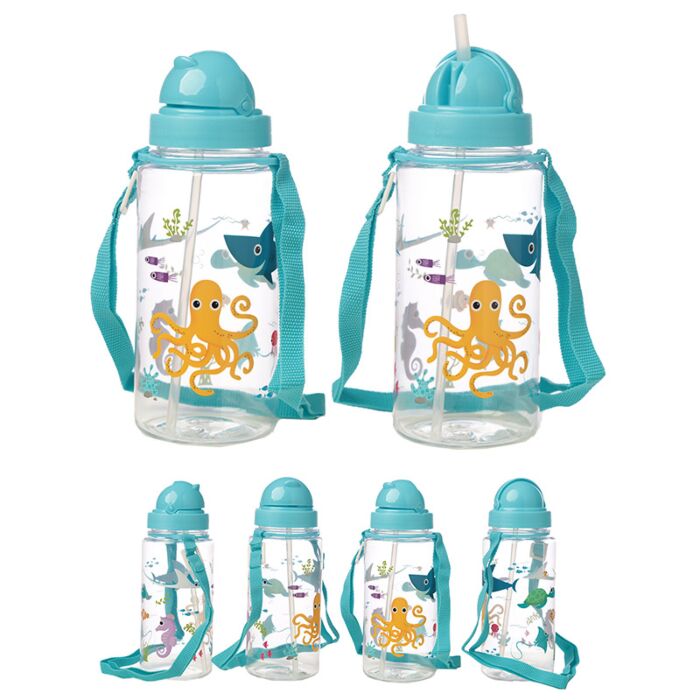 Zeedieren Duurzame BPA-vrij 450ml  Kinder Waterfles Rietje 