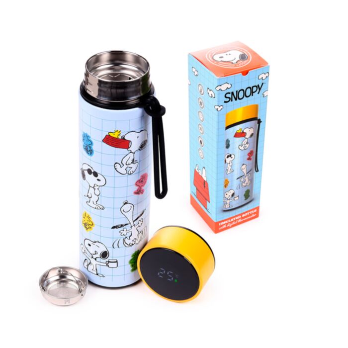 Peanuts Snoopy & Woodstock Thermosfles 450ml Thermometer