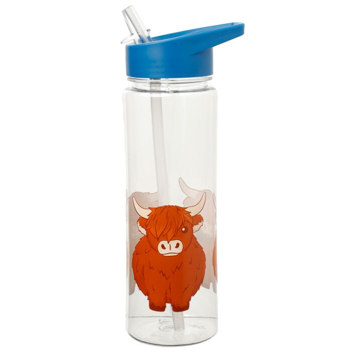 Highland Koe Duurzame 550ml Waterfles Flip Straw