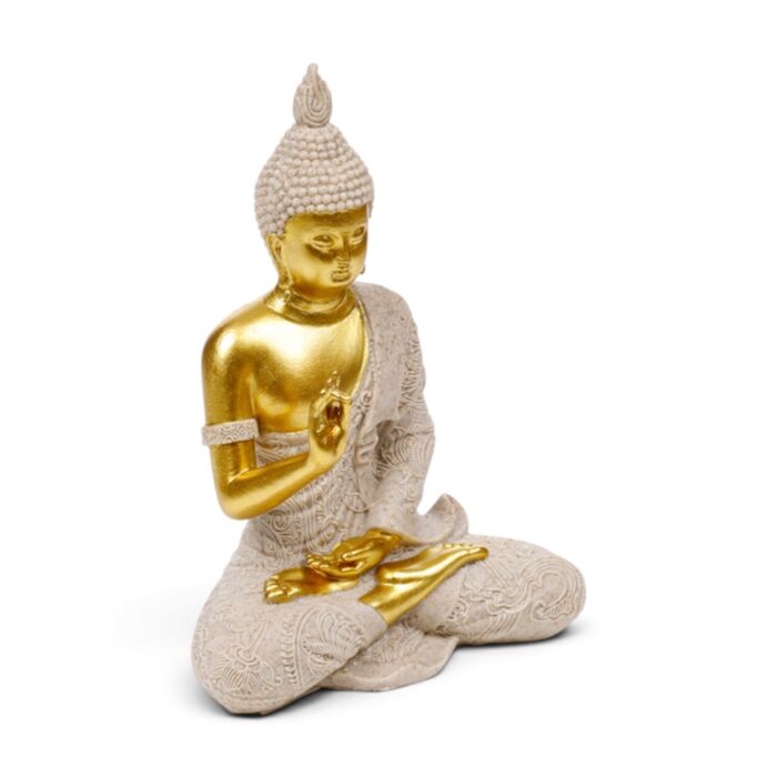 Zandsteen & Goud Effect Thaise Boeddha Meditatie