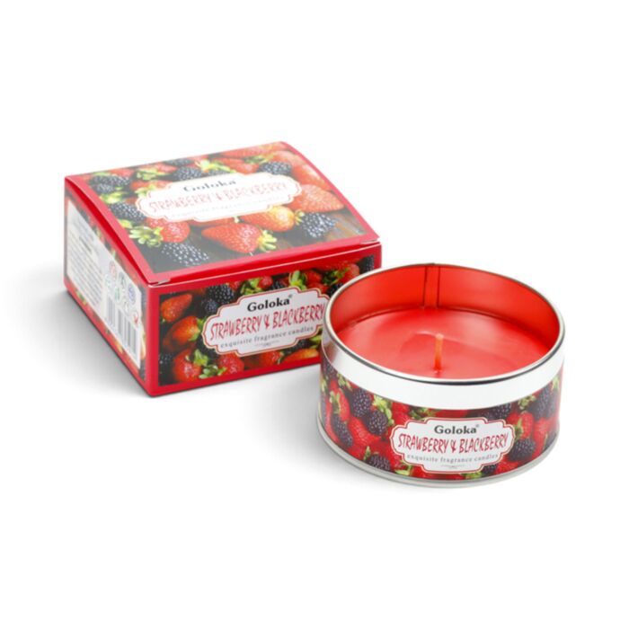 Goloka Aardbei & Bramen Paraffine Wax Geurkaars in blik